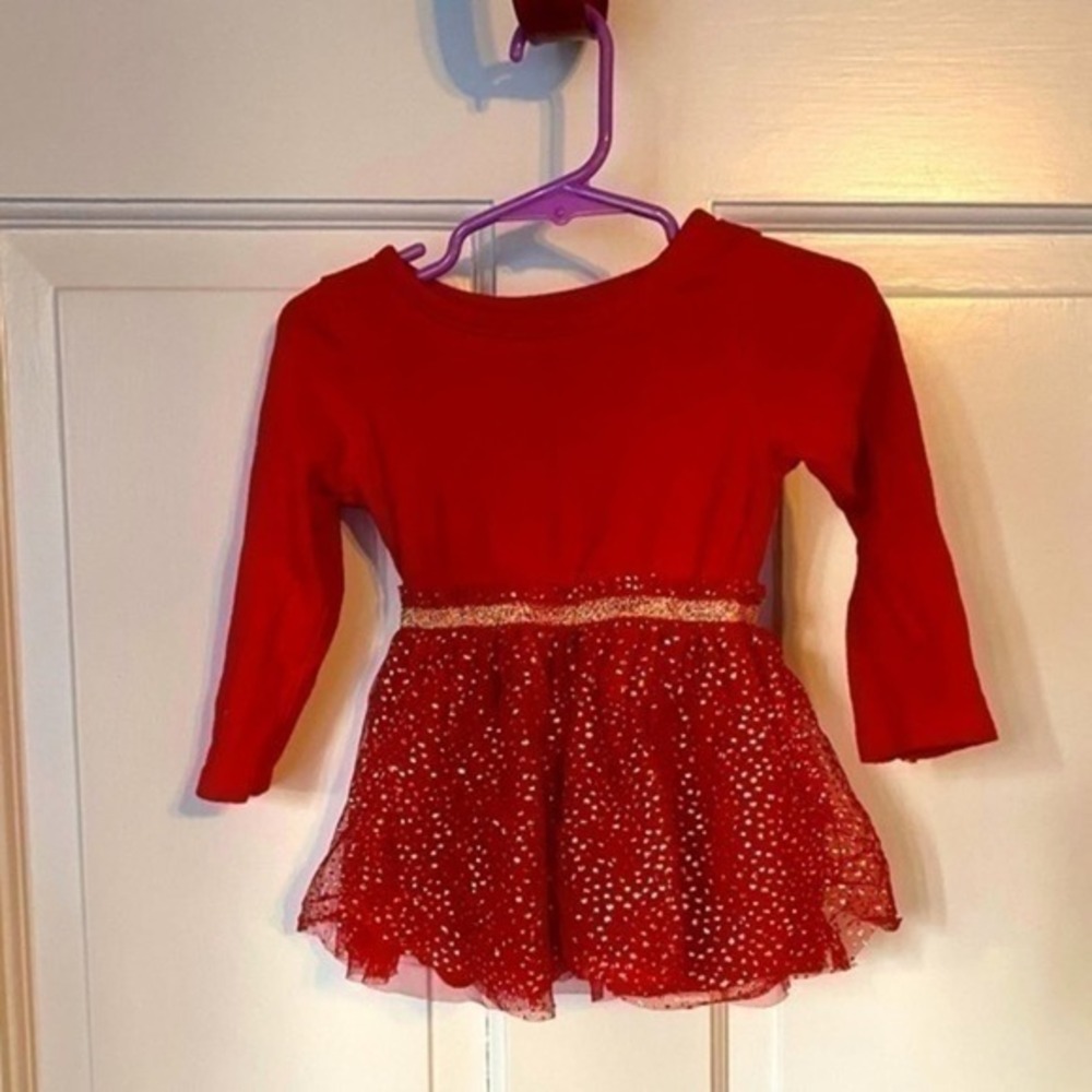 Cat & Jack Red & Gold Valentines‎ Dress Size 12M
